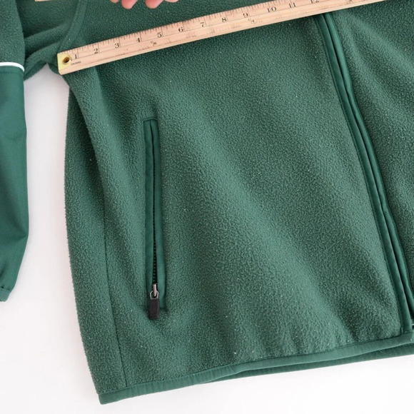 Vintage 90S Russell Athletic Green & White 100% Nylon Lined Zip Up Sports Jacket - Picture 7 of 12
